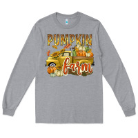 Heather Grey Pumpkin farm with truck Long Sleeve Tee - texasbilliewilder