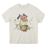 Cream nail boss Heavy Core Tee - MaliasSmallBusiness