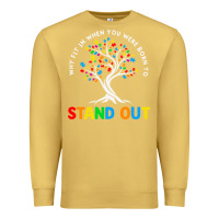 Antique Gold Why Fit In Autism Awareness Premium Sweatshirt - CowhideDigitalArt