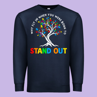 Why Fit In Autism Awareness Premium Sweatshirt Designed By Cowhidedigitalart