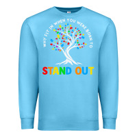 Ocean Blue Why Fit In Autism Awareness Premium Sweatshirt - CowhideDigitalArt