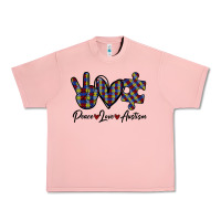 Salmon Peace Love Autism Urban Heavy Tee - Bettercallsaul