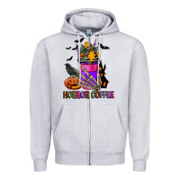 Heather Grey Horror Coffee Zipper Hoodie - FaDigitalArtStudio