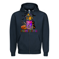 Navy Horror Coffee Zipper Hoodie - FaDigitalArtStudio