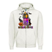 Oatmeal Heather Horror Coffee Zipper Hoodie - FaDigitalArtStudio