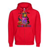 Red Horror Coffee Zipper Hoodie - FaDigitalArtStudio