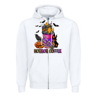 White Horror Coffee Zipper Hoodie - FaDigitalArtStudio