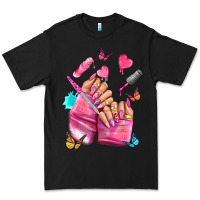 Black pink nail art hand Premium Tee - NancyCooperArtShop
