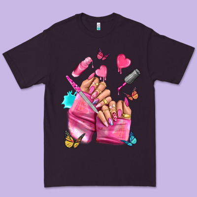 Pink Nail Art Hand Premium Tee Designed By Nancycooperartshop