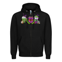 Black Halloween Coffee Cups Zipper Hoodie - FaDigitalArtStudio