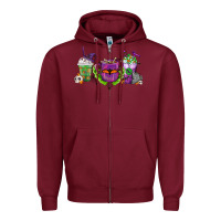 Burgundy Halloween Coffee Cups Zipper Hoodie - FaDigitalArtStudio
