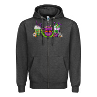 Charcoal Heather Halloween Coffee Cups Zipper Hoodie - FaDigitalArtStudio