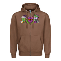 Chestnut Halloween Coffee Cups Zipper Hoodie - FaDigitalArtStudio