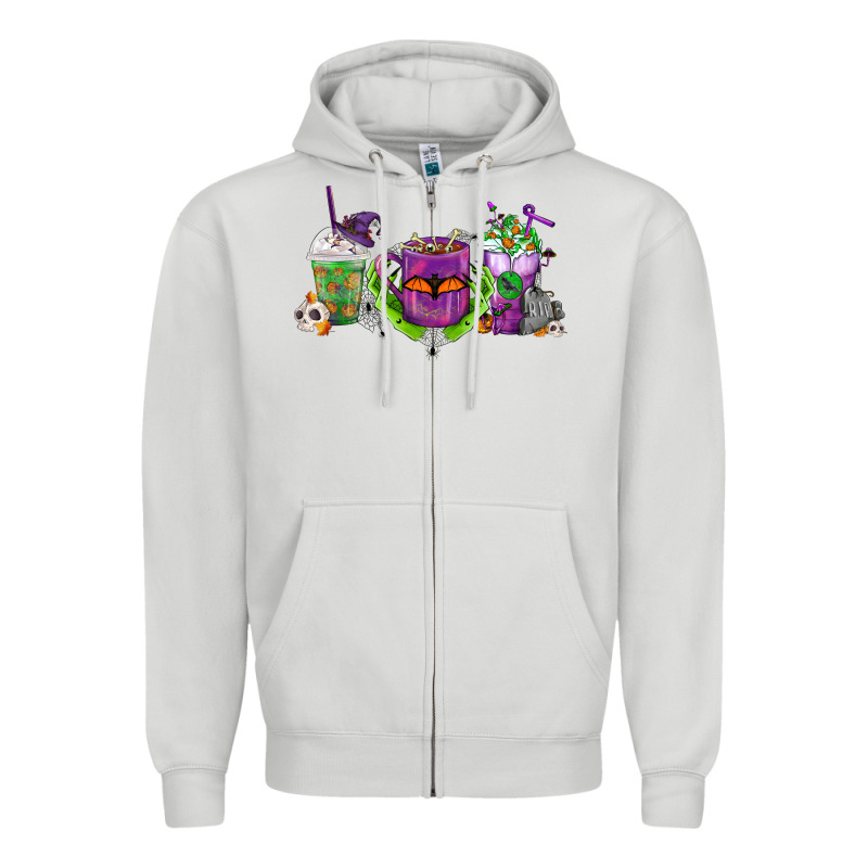 Halloween Coffee Cups Zipper Hoodie by FaDigitalArtStudio | Teevron