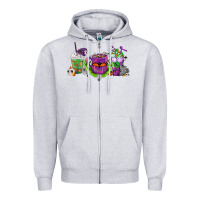 Heather Grey Halloween Coffee Cups Zipper Hoodie - FaDigitalArtStudio