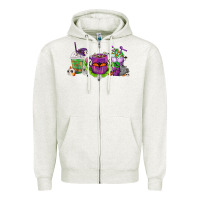 Oatmeal Heather Halloween Coffee Cups Zipper Hoodie - FaDigitalArtStudio