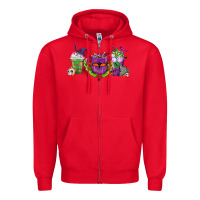Red Halloween Coffee Cups Zipper Hoodie - FaDigitalArtStudio