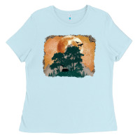 Baby Blue wilderness leopard Ladies Tee - MaliasSmallBusiness