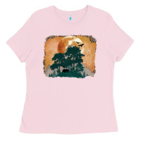 Bubblegum Pink wilderness leopard Ladies Tee - MaliasSmallBusiness