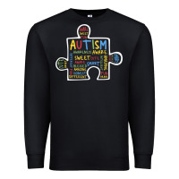 Black Autism Puzzle Piece Words Autistic Premium Sweatshirt - CowhideDigitalArt