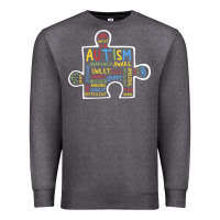 Charcoal Heather Autism Puzzle Piece Words Autistic Premium Sweatshirt - CowhideDigitalArt