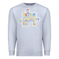 Heather Grey Autism Puzzle Piece Words Autistic Premium Sweatshirt - CowhideDigitalArt