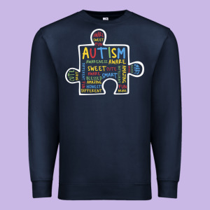 Autism Puzzle Piece Words Autistic Premium Sweatshirt Designed By Cowhidedigitalart