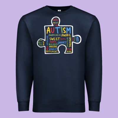 Autism Puzzle Piece Words Autistic Premium Sweatshirt Designed By Cowhidedigitalart