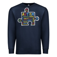 Navy Autism Puzzle Piece Words Autistic Premium Sweatshirt - CowhideDigitalArt