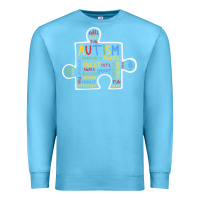 Ocean Blue Autism Puzzle Piece Words Autistic Premium Sweatshirt - CowhideDigitalArt