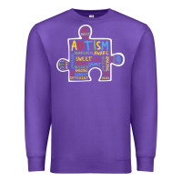 Purple Autism Puzzle Piece Words Autistic Premium Sweatshirt - CowhideDigitalArt