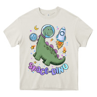 Cream space dino Heavy Core Tee - MaliasSmallBusiness