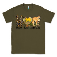 Army Green Peace Love Wild cat Classic Tee - LillyAllenDesigns