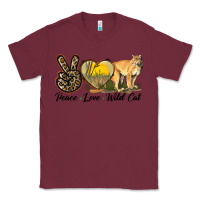 Burgundy Peace Love Wild cat Classic Tee - LillyAllenDesigns
