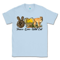 Dusty Blue Peace Love Wild cat Classic Tee - LillyAllenDesigns