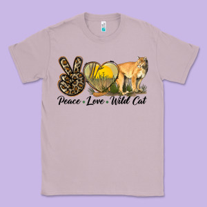 Peace Love Wild Cat Classic Tee Designed By Lillyallendesigns