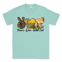 Seafoam Peace Love Wild cat Classic Tee - LillyAllenDesigns