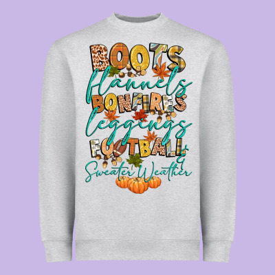 Boots Flannels Bonfires Football Heavyweight Sweatshirt Designed By Cowgirlartshop