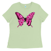 Matcha Floral pink butterfly Ladies Tee - NancyCooperArtShop