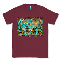 Burgundy bee kind with sunflower and leopard background Classic Tee - Artiststas