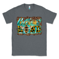 Charcoal Heather bee kind with sunflower and leopard background Classic Tee - Artiststas