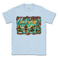 Dusty Blue bee kind with sunflower and leopard background Classic Tee - Artiststas