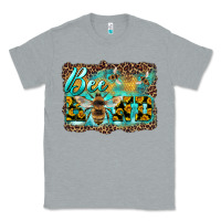 Heather Grey bee kind with sunflower and leopard background Classic Tee - Artiststas