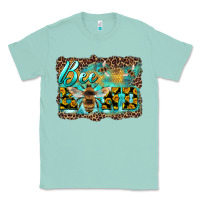 Seafoam bee kind with sunflower and leopard background Classic Tee - Artiststas