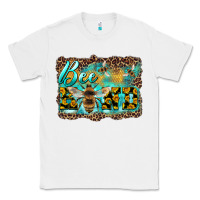 White bee kind with sunflower and leopard background Classic Tee - Artiststas