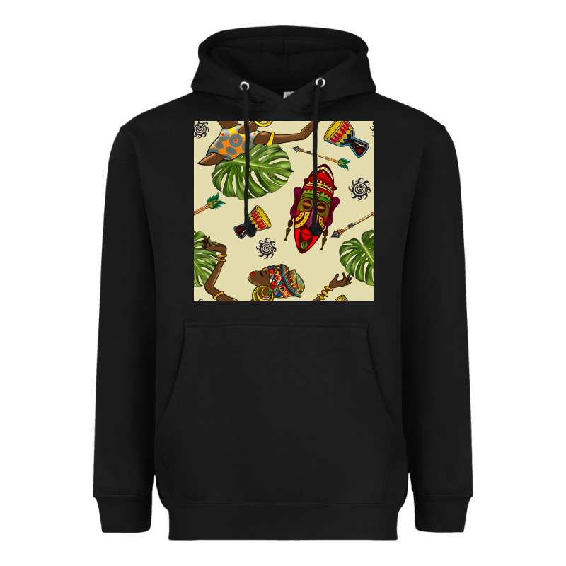 African Woman And Mask Seamless Pattern Heavyweight Hoodie by BundleAndBundleShop | Teevron