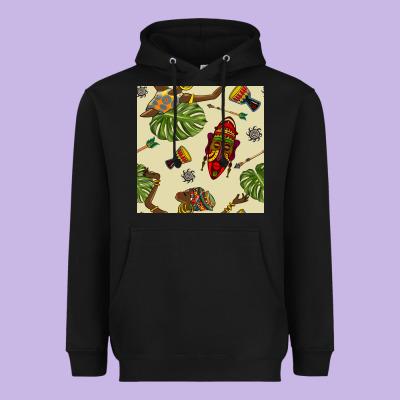 African Woman And Mask Seamless Pattern Heavyweight Hoodie Designed By Bundleandbundleshop