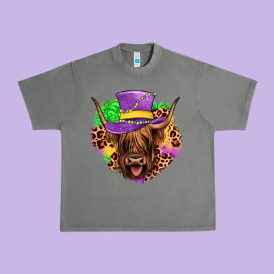 Highland Cow Mardi Gras Urban Heavy Tee Designed By Jahusdesignshop