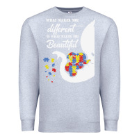 Heather Grey Autism Different Makes You Beautiful Premium Sweatshirt - CowhideDigitalArt