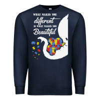 Navy Autism Different Makes You Beautiful Premium Sweatshirt - CowhideDigitalArt